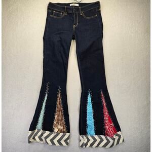Custom Hollister Patchwork Flare Jeans Juniors 7R (28x32) Dark Y2K Patched